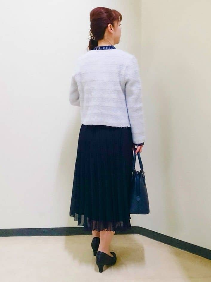 花さんの「Reflect｜【お食事会やお出かけに◎】ふんわりジャカード編みカーディガン」を使ったコーディネート