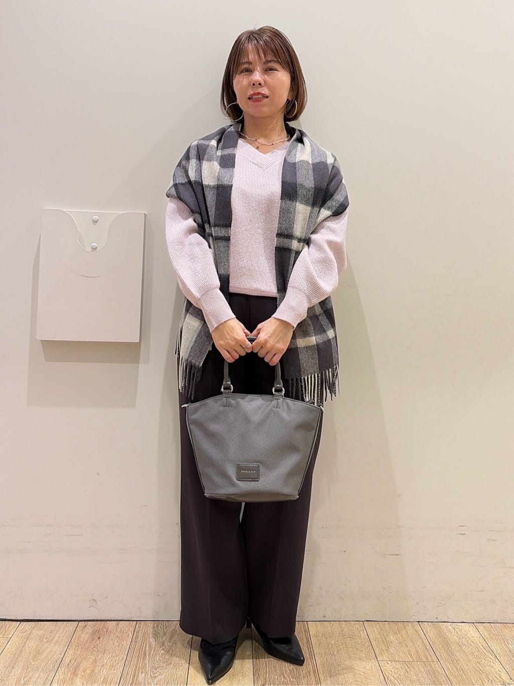 YUKOさんの「index｜裏起毛ストレッチワイドパンツ【洗濯機OK／イージーアイロン】」を使ったコーディネート