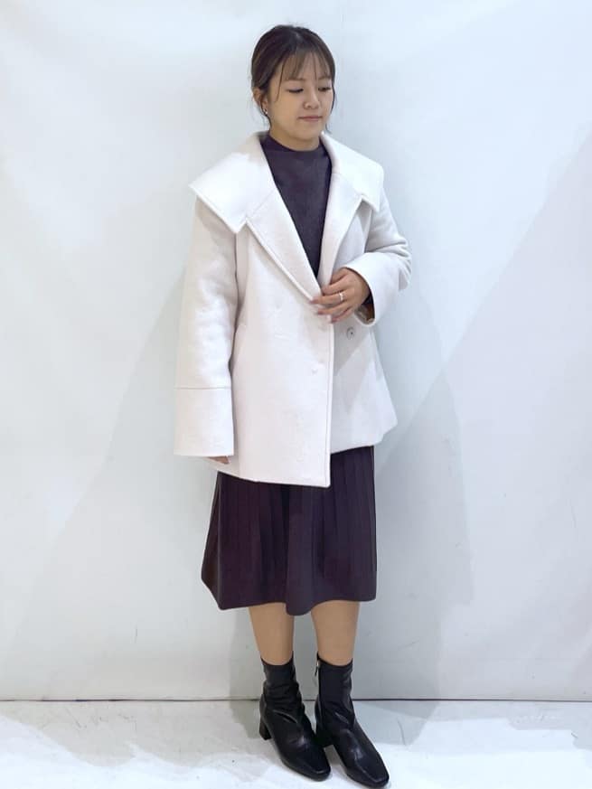 manaさんの「OPAQUE.CLIP｜ラメフェザープルオーバーセット ニットワンピース【洗濯機OK】《XS～LL》」を使ったコーディネート