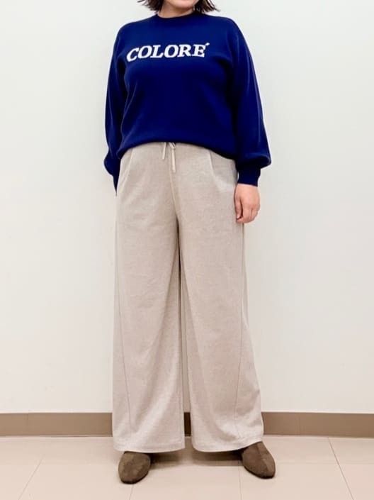 haruさんの「SHOO･LA･RUE｜【洗濯機可/S-LL】もちもちタッチ スウェットライクロゴニット」を使ったコーディネート