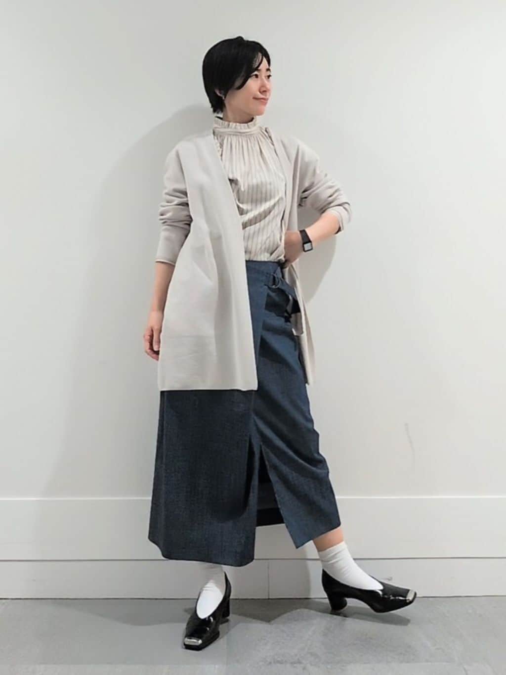 ミズタさんの「UNTITLED｜【洗える/ボタンなし】ミラノリブカーディガン」を使ったコーディネート