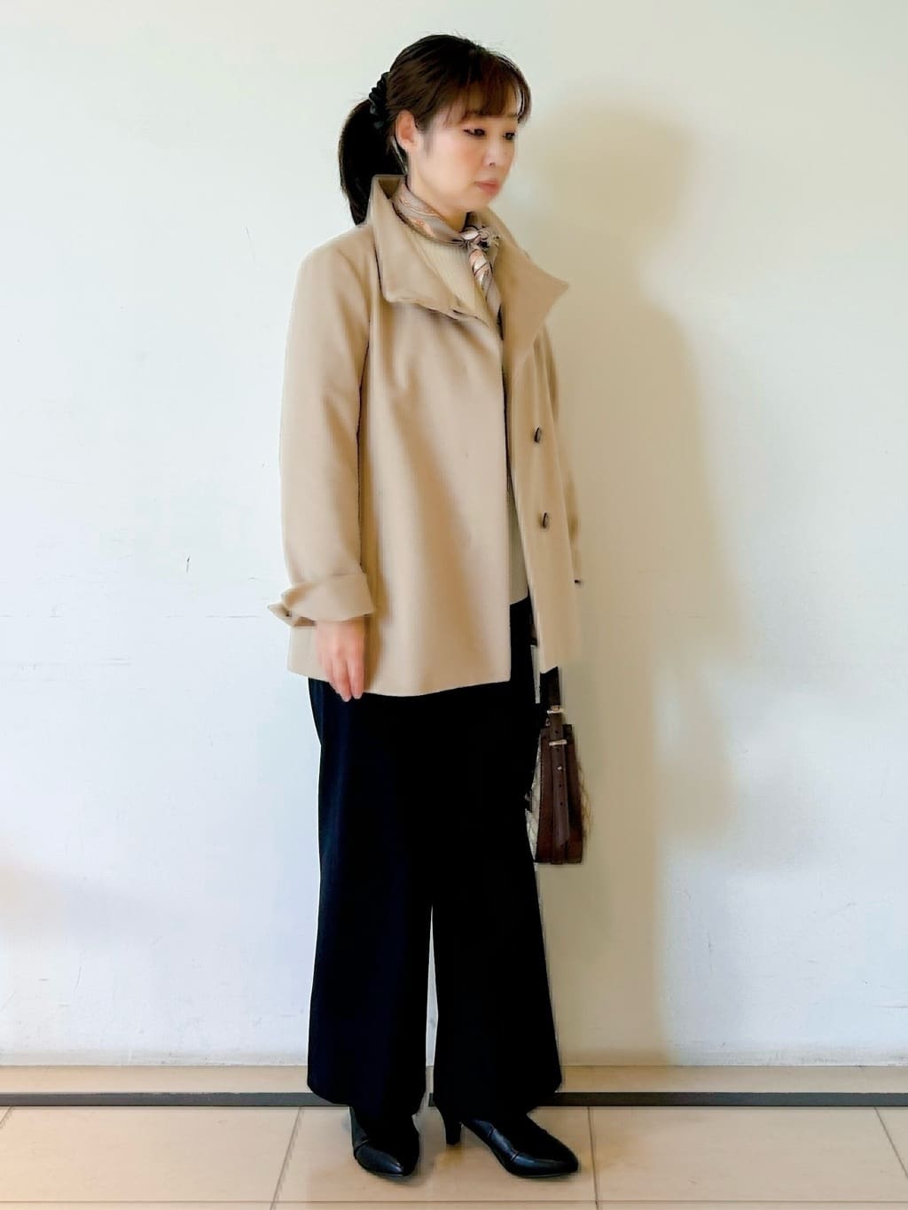 ひーさんの「Reflect｜【SS-4Lサイズ／衿が顔に当たらない◎】スタンドネックミドルコート」を使ったコーディネート