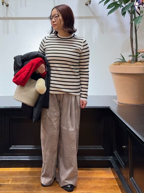 Asamiさんの「DRESSTERIOR｜◆ストレッチフルニードルボーダーニット」を使ったコーディネート
