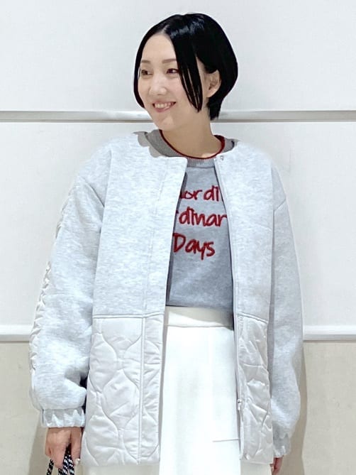 eriko さんの「Dessin｜【洗える】ペイント風刺繍入り配色ラインニット」を使ったコーディネート