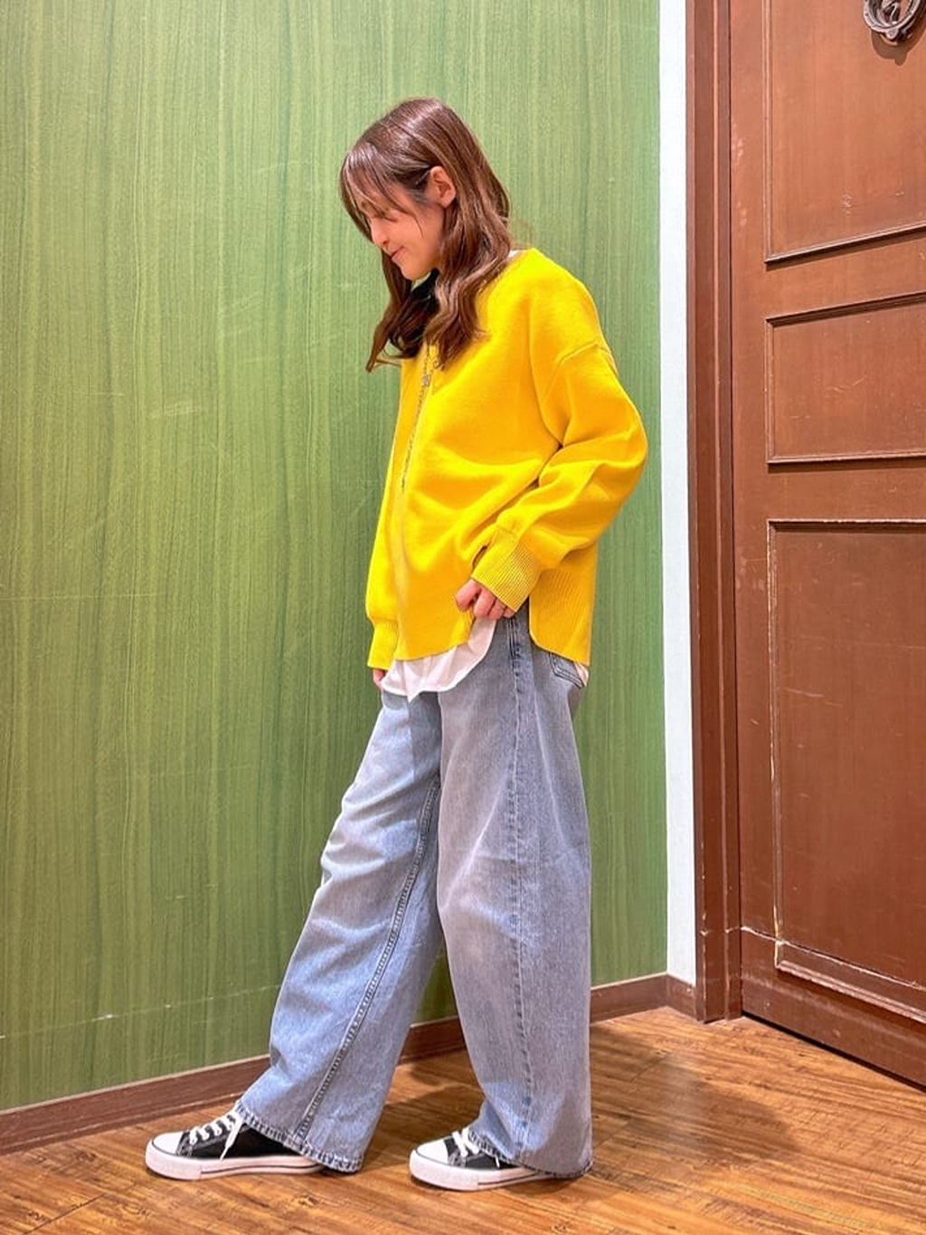 かおりさんの「SHOO･LA･RUE｜【S-LL/洗濯機可/体型カバー】大人世代も取り入れやすい スウェットライクニット」を使ったコーディネート