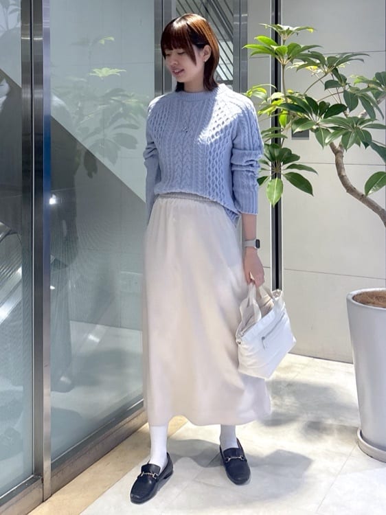 yukaさんの「UNTITLED｜【洗える】スポンディッシュ ケーブル柄ニット」を使ったコーディネート