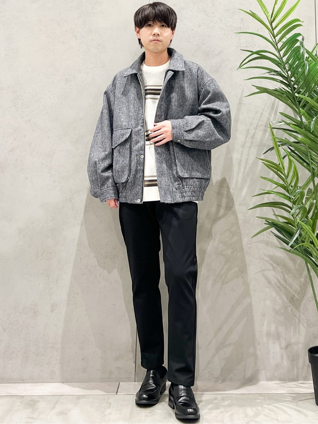SHI-MAさんの「THE SHOP TK｜ツイードフライトビッグブルゾン 【洗濯機OK／セットアップ可】」を使ったコーディネート