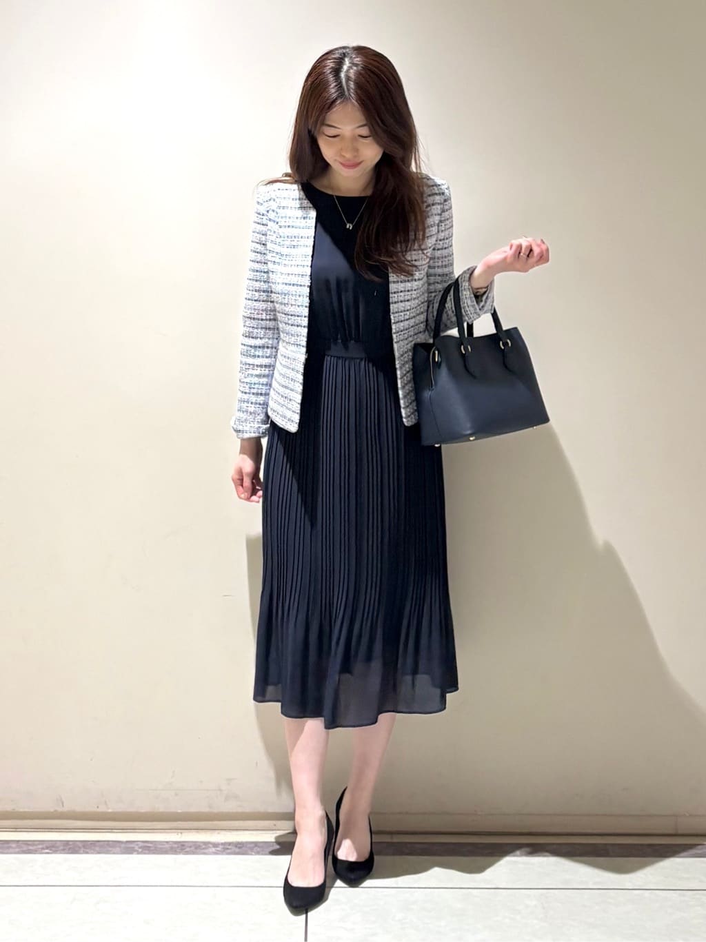 sakiさんの「COUP DE CHANCE｜【日本製】ツィードノーカラージャケット」を使ったコーディネート