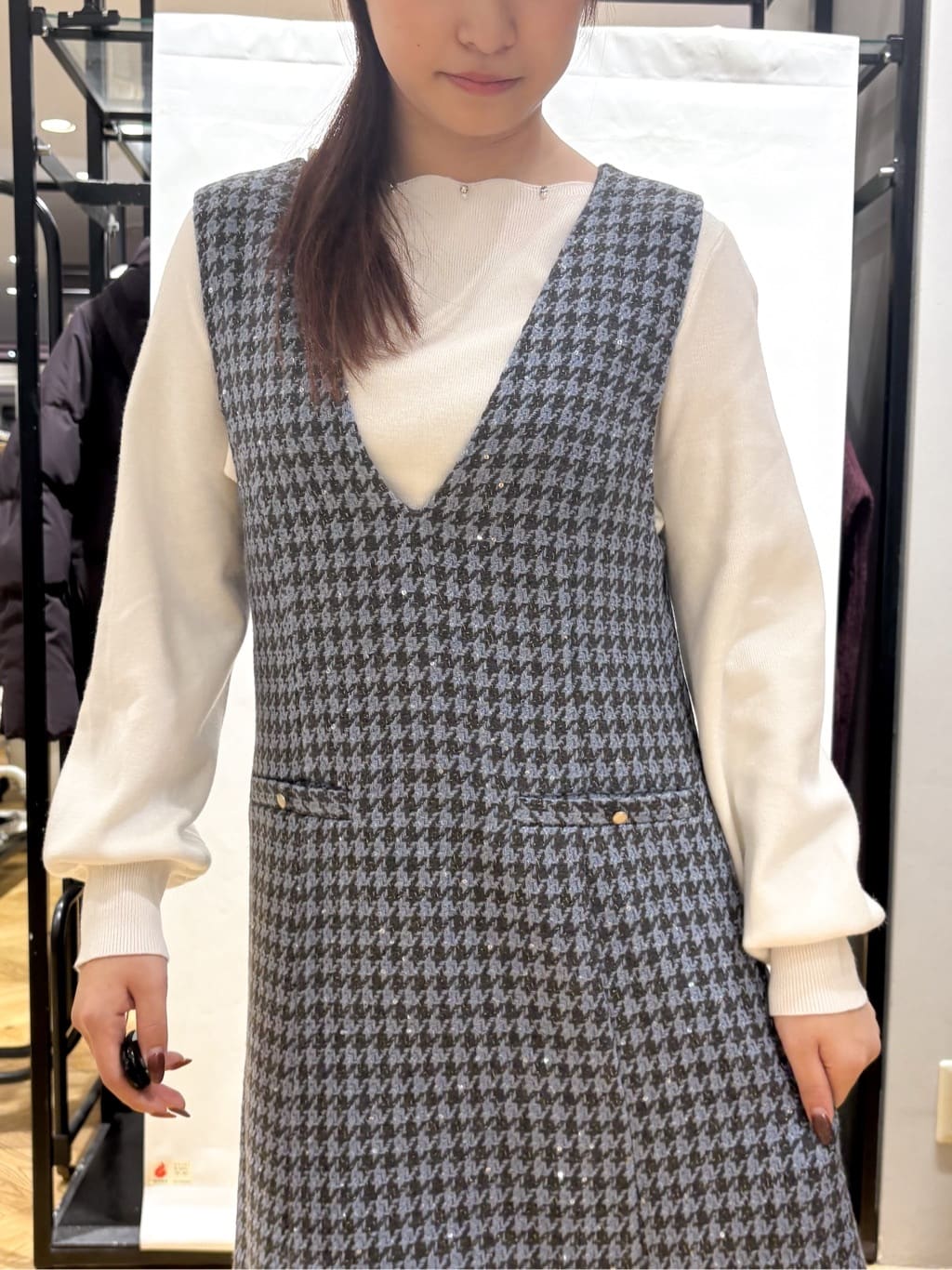 ふうかさんの「index｜ラメスカラップビジューデザインニット【洗濯機OK】《6col／S～LL》」を使ったコーディネート