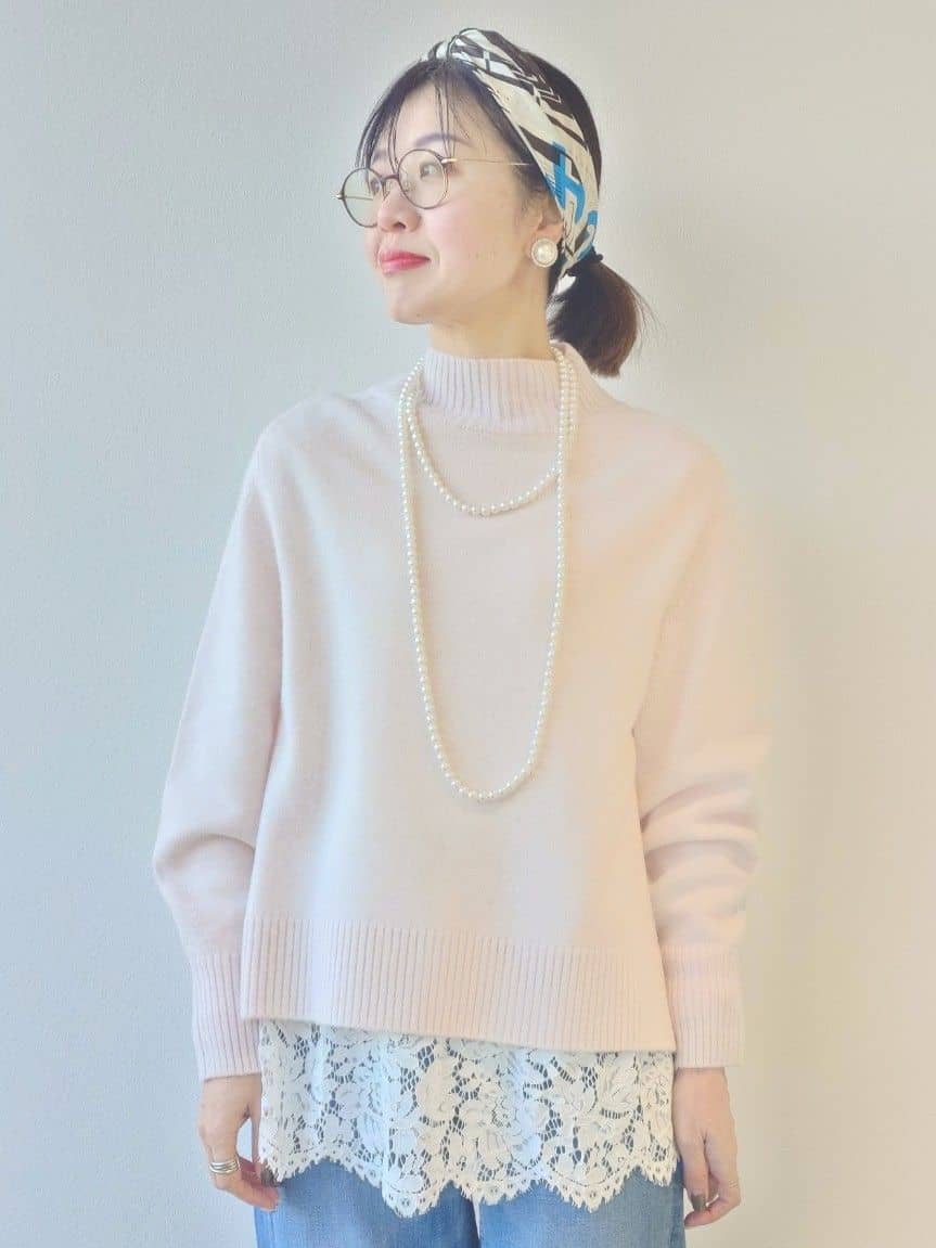 MUTSUKOさんの「UNTITLED｜【8色展開/洗える】ウールカシミヤ ハイネックニット」を使ったコーディネート