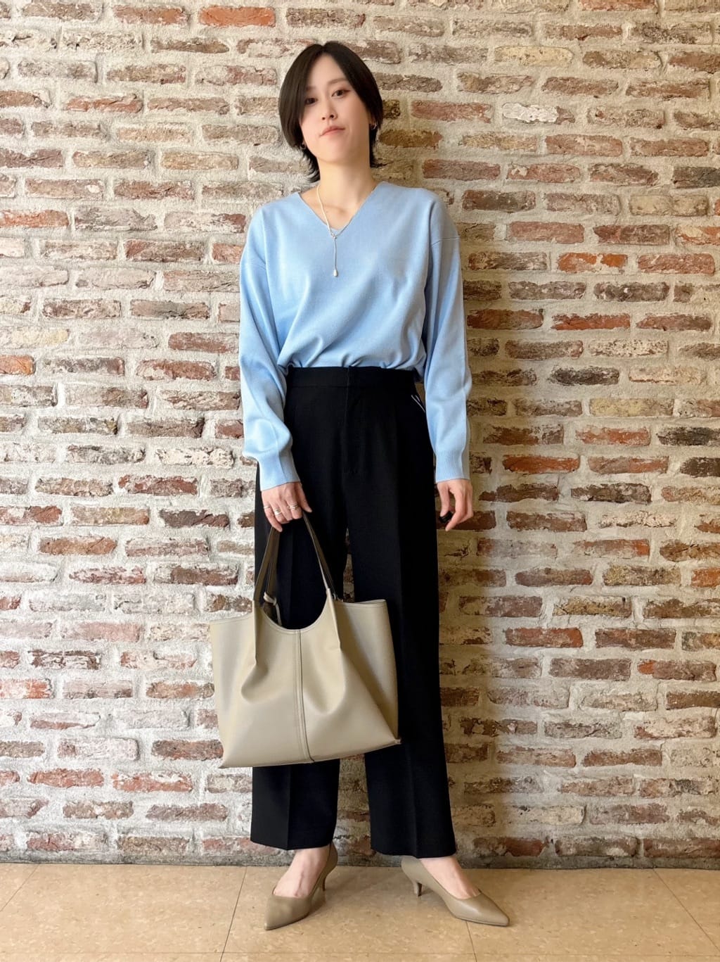 しばさんの「THE SHOP TK｜【通勤スタイルに】ダブルクロス ノーカラージャケット/セットアップ可」を使ったコーディネート