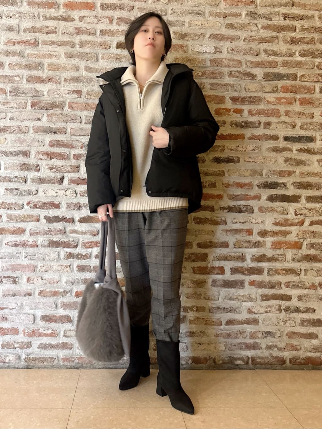 しばさんの「THE SHOP TK｜【ぎゅっとされているような暖かさ】撥水中綿ブルゾン」を使ったコーディネート