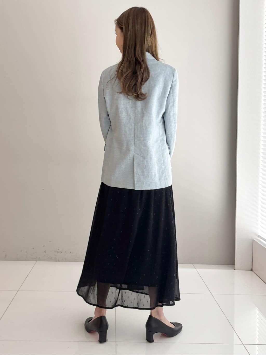 清水夏姫さんの「DRESSTERIOR｜【セットアップ可】リネンブレンドダブルブレストジャケット」を使ったコーディネート