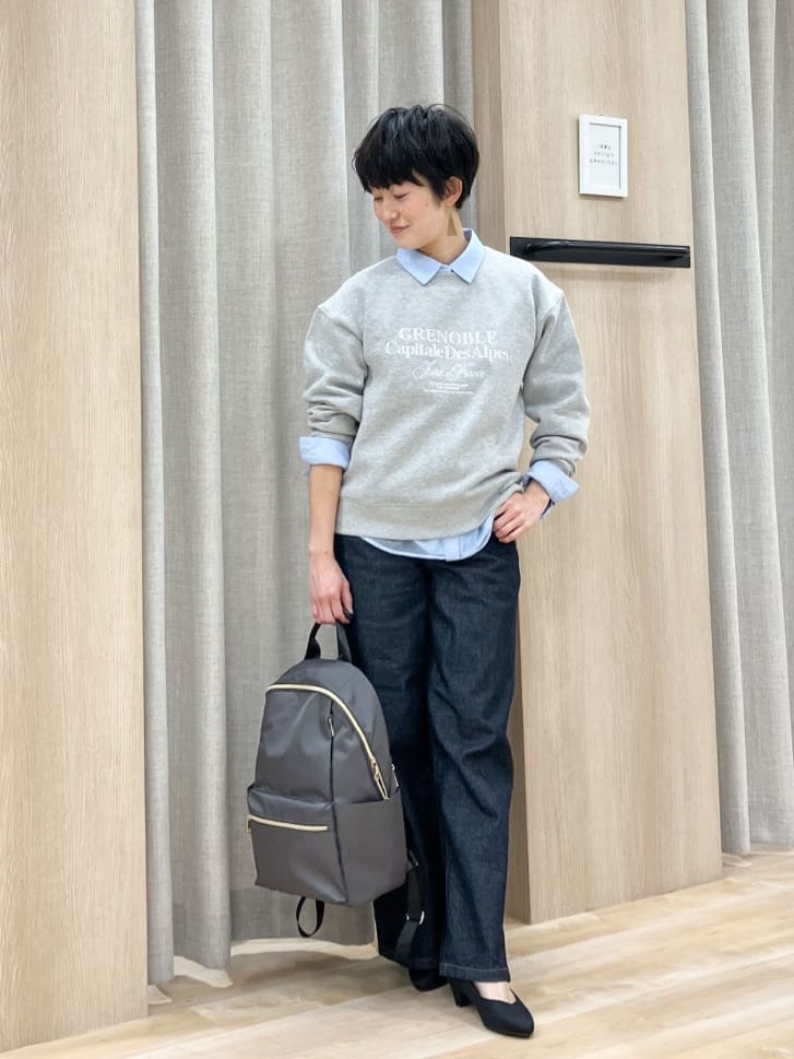 Keiさんの「grove｜ラグランスリーブ肩釦ニット」を使ったコーディネート