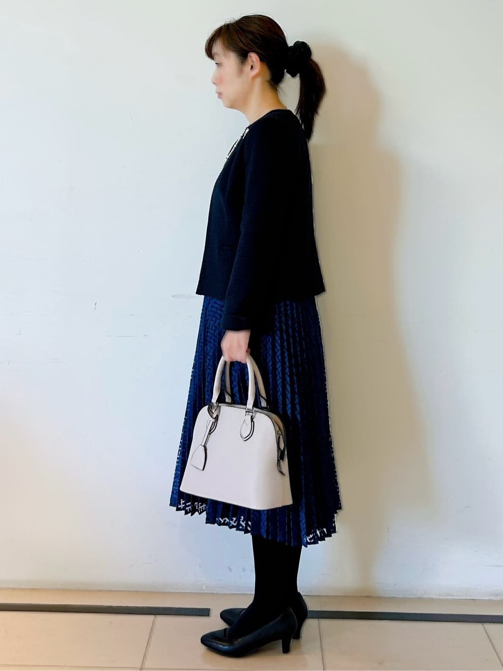 ひーさんの「Reflect｜【SS-4Lサイズ】シフォン&times;幾何柄レースプリーツワンピース」を使ったコーディネート