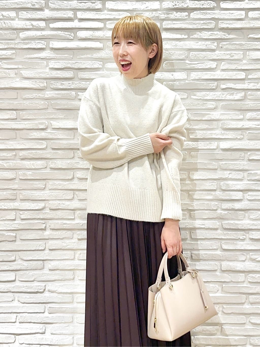 Hana...eさんの「index｜選べる2丈 ハイネックカラーミックスラメニット【洗濯機OK】」を使ったコーディネート
