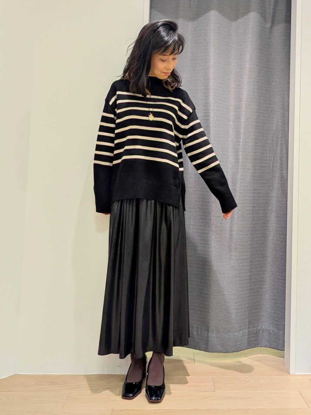 miiさんの「INDIVI｜【カシミヤ混】ミドルゲージ ハイネックニット」を使ったコーディネート