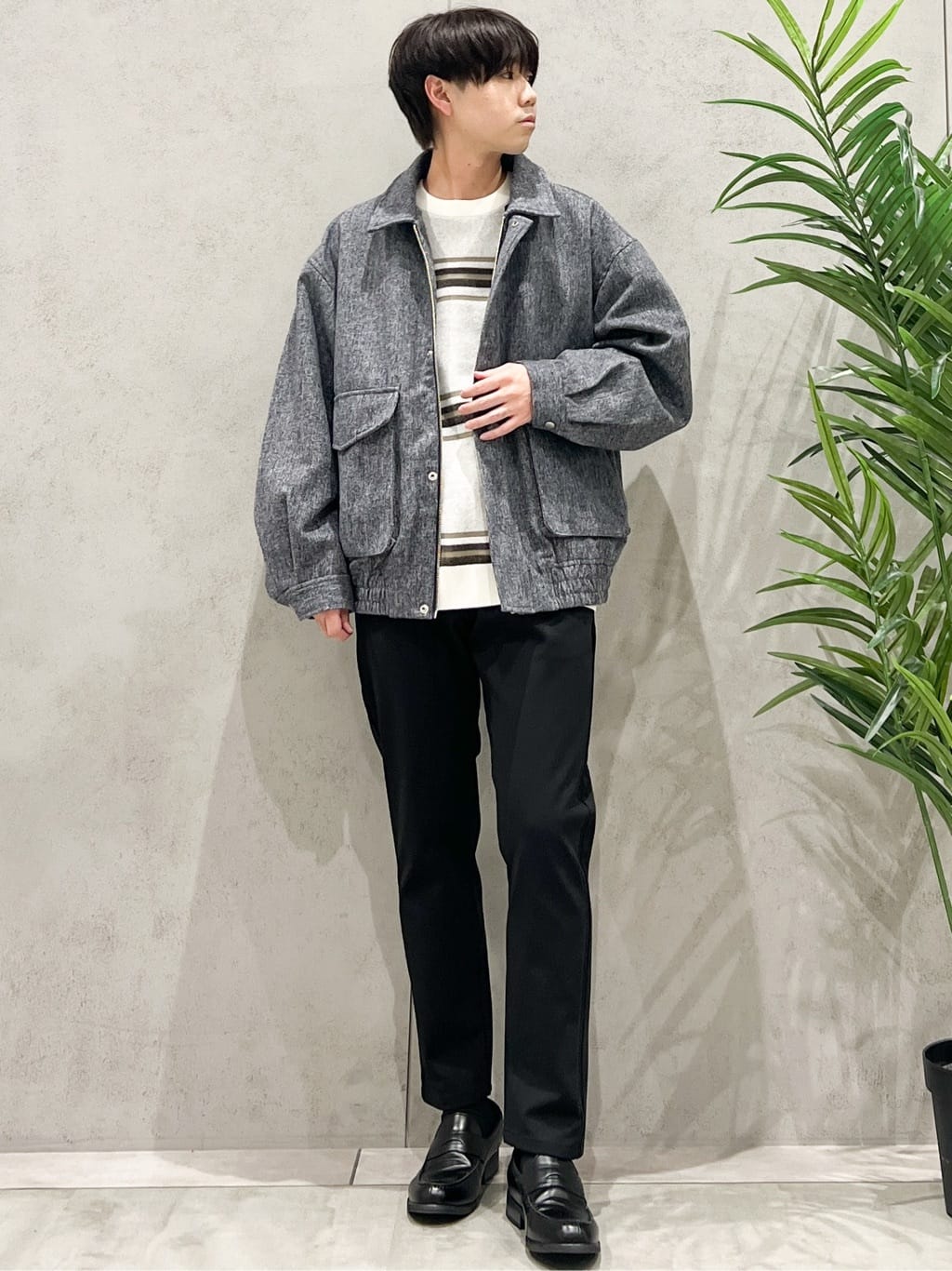 SHI-MAさんの「THE SHOP TK｜ツイードフライトビッグブルゾン 【洗濯機OK／セットアップ可】」を使ったコーディネート