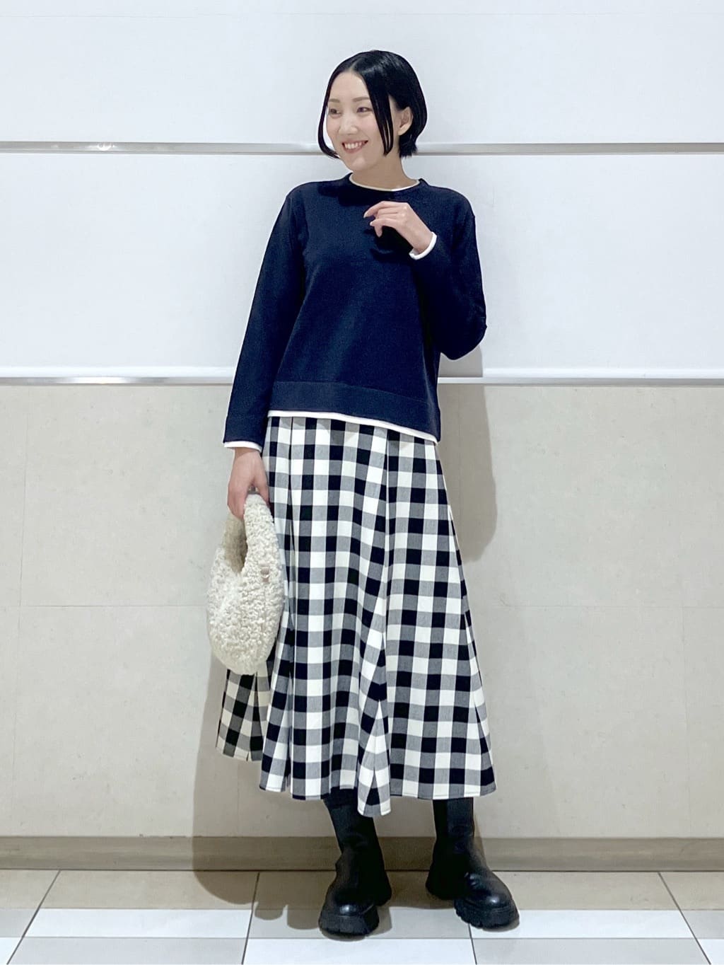 eriko さんの「Dessin｜【ユニセックス/洗える】バイカラーニット」を使ったコーディネート