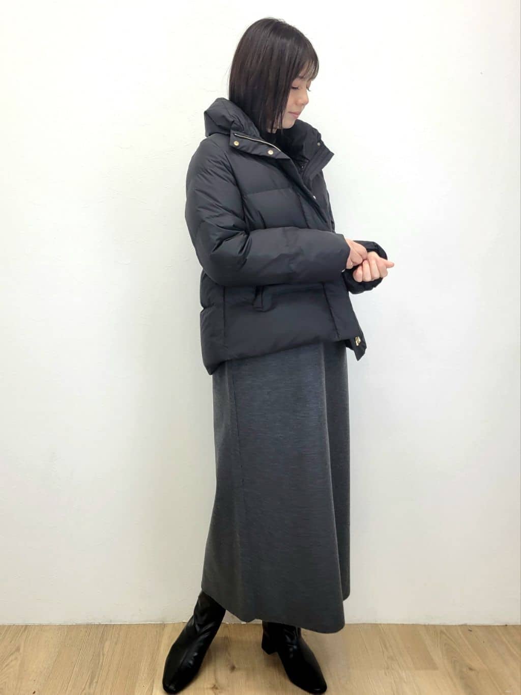 LISAさんの「OPAQUE.CLIP｜撥水ショートダウン【防風／抗菌防臭／洗濯機洗い可】《SS～LL》」を使ったコーディネート