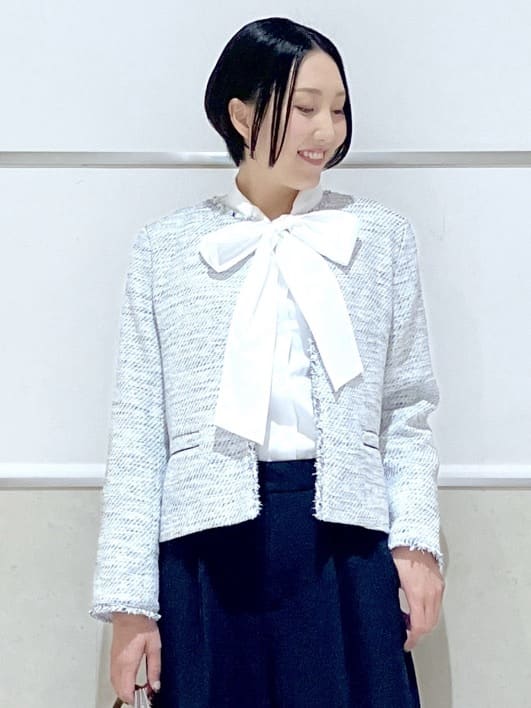 eriko さんの「Dessin｜ツイードクルーネックジャケット」を使ったコーディネート