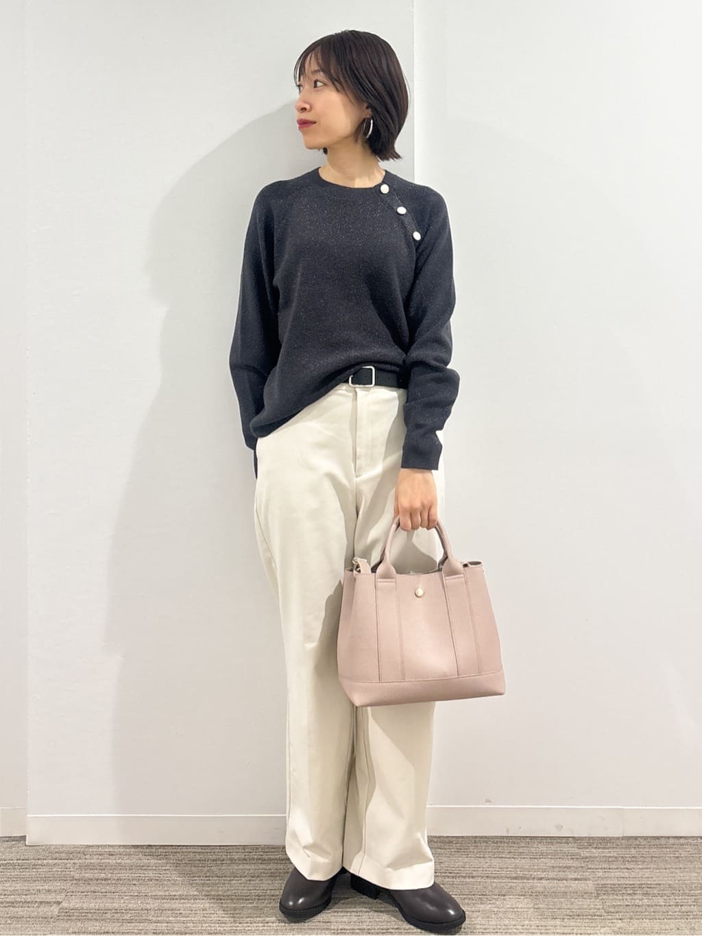 kumiさんの「OPAQUE.CLIP｜ボタンデザインラメニット【洗濯機OK】」を使ったコーディネート