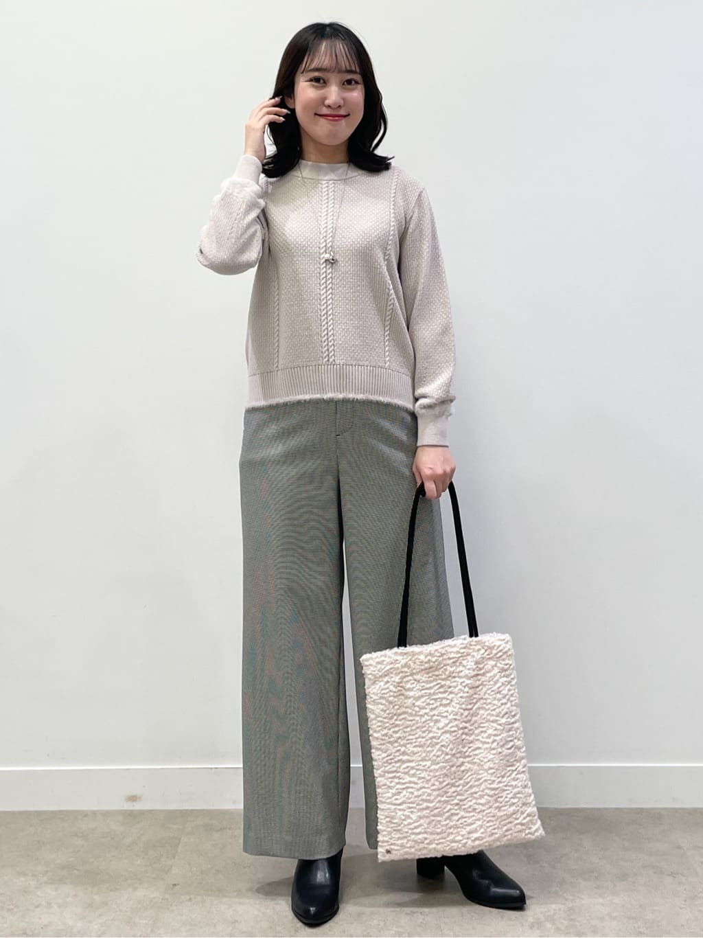 yukariさんの「Reflect｜【ほんのりラメ感◎】ケーブル柄ニット」を使ったコーディネート