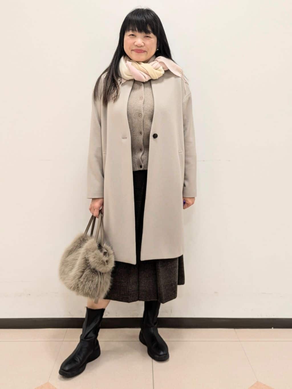 ともさんの「UNTITLED｜【名品／定番人気】ウールチェックマフラー」を使ったコーディネート