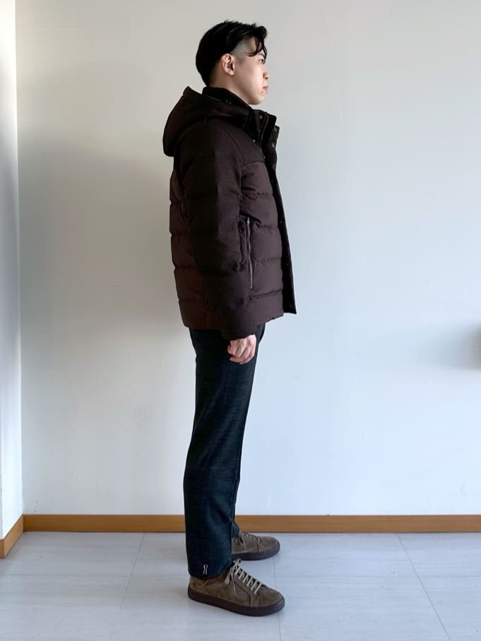 イッシーさんの「TAKEO KIKUCHI｜カラーコンビ ダウンブルゾン」を使ったコーディネート