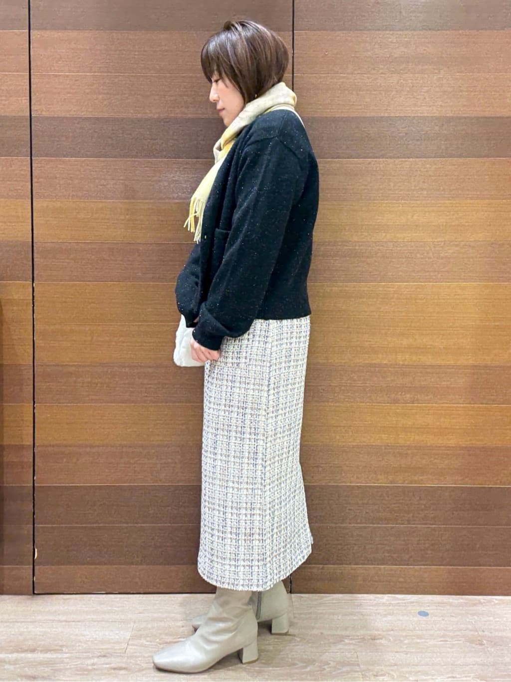 maichiさんの「OPAQUE.CLIP｜ファンシーツイードナロースカート【洗濯機OK】」を使ったコーディネート