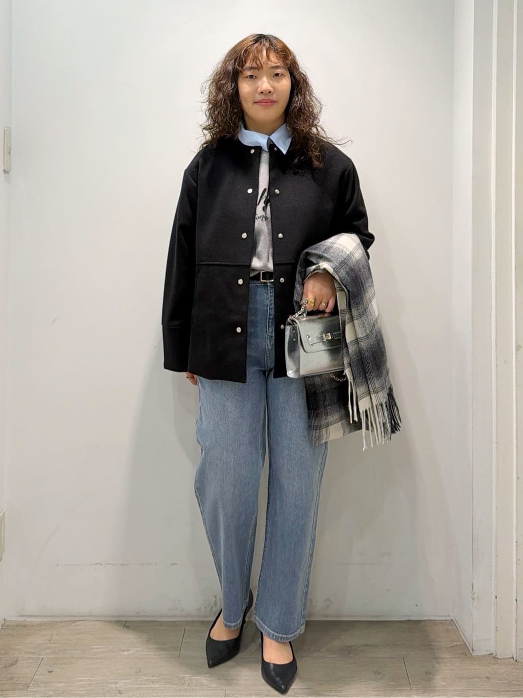 sumicaさんの「OPAQUE.CLIP｜ウールライクメルトンノーカラーコート【洗濯機洗い可】」を使ったコーディネート