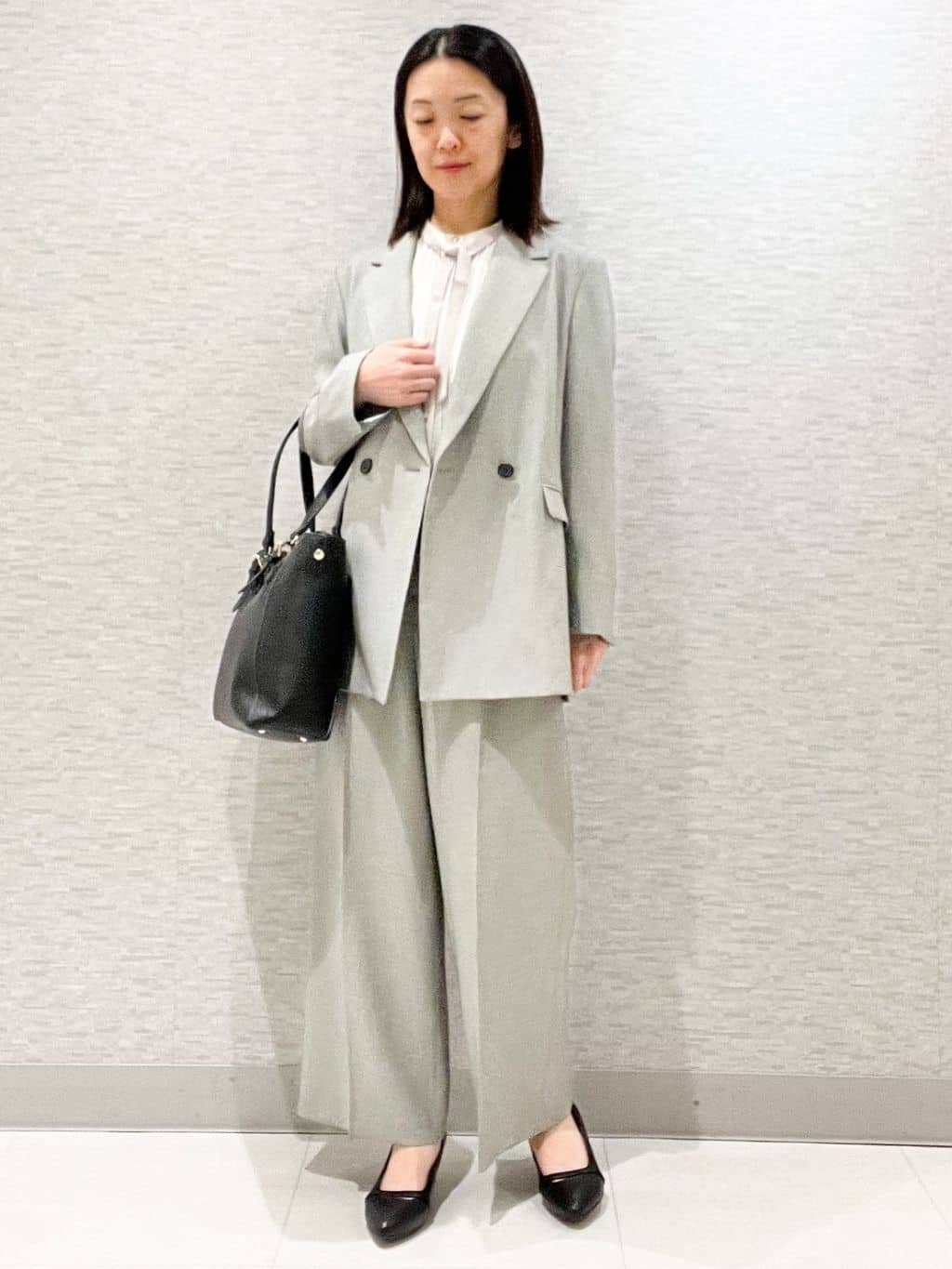 marikoさんの「Reflect｜【単品使いOK◎／セットアップ可】リラクシーメランジワイドパンツ」を使ったコーディネート