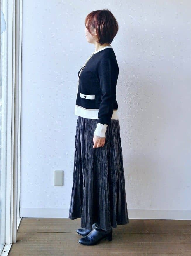 やじまさんの「UNTITLED｜【アンサンブル可/ジャケット風】ウールミラノリブカーディガン」を使ったコーディネート