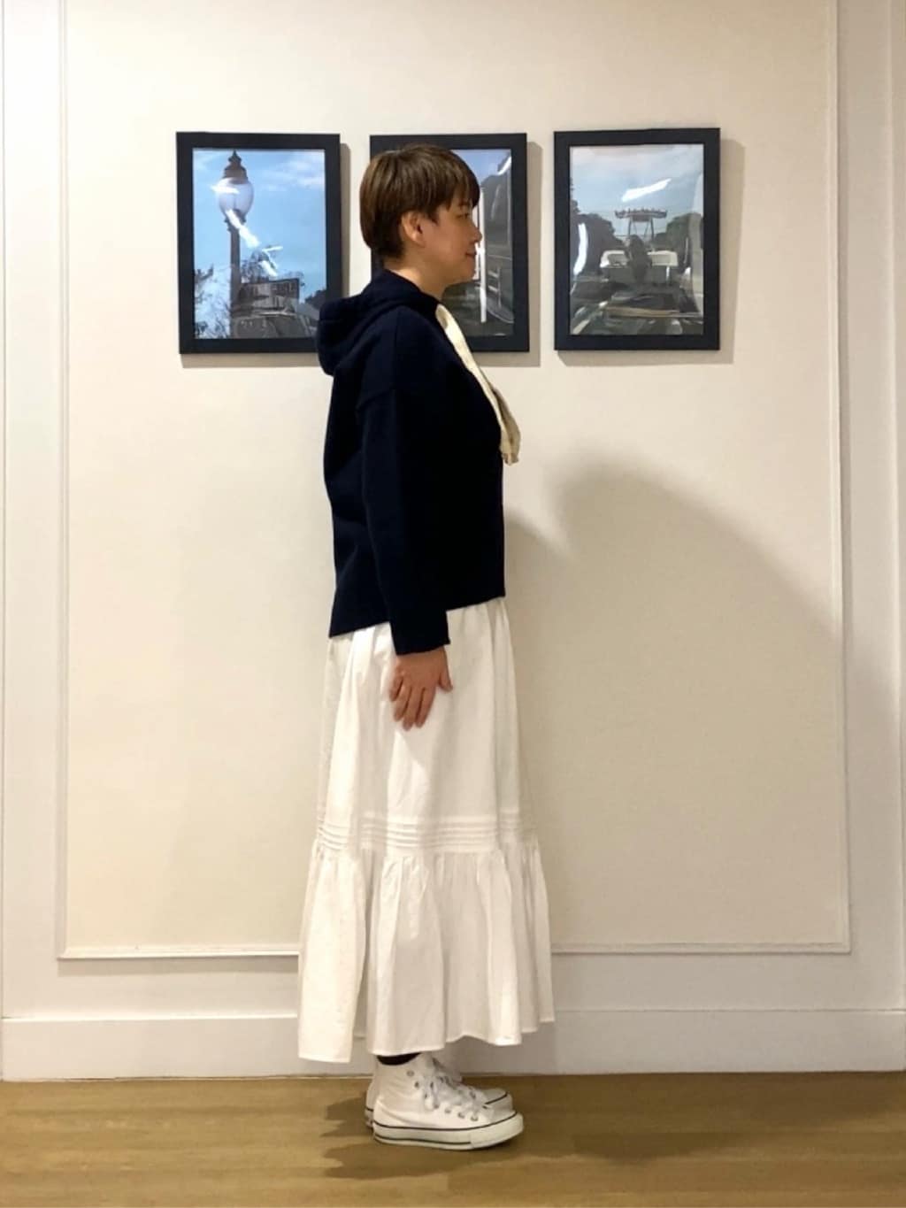 Hiroさんの「Dessin｜【ウエストゴム/洗える】コットンフレアスカート」を使ったコーディネート