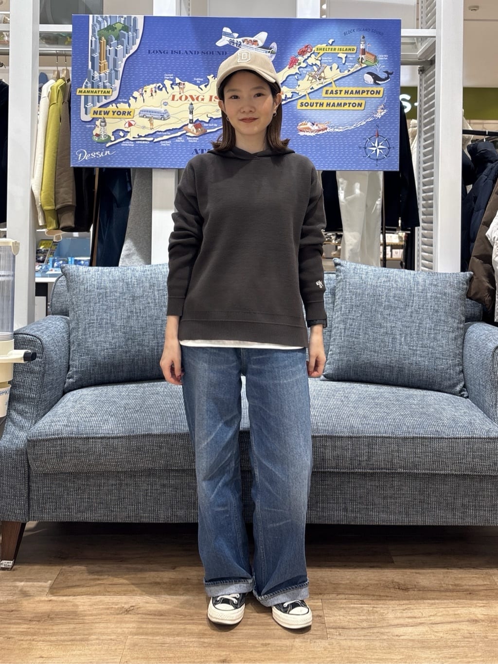 risaさんの「Dessin｜【洗える／体型カバー】ちょうどいいニットパーカ」を使ったコーディネート