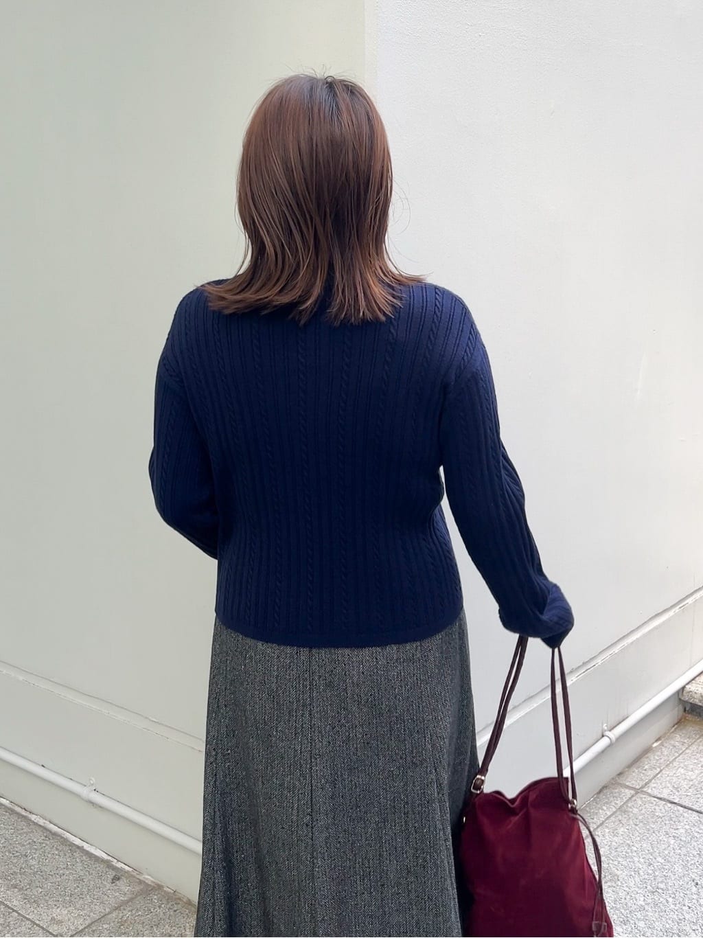 ちびゆきさんの「grove｜【毛玉軽減／洗える】クロップドミニケーブルニット」を使ったコーディネート