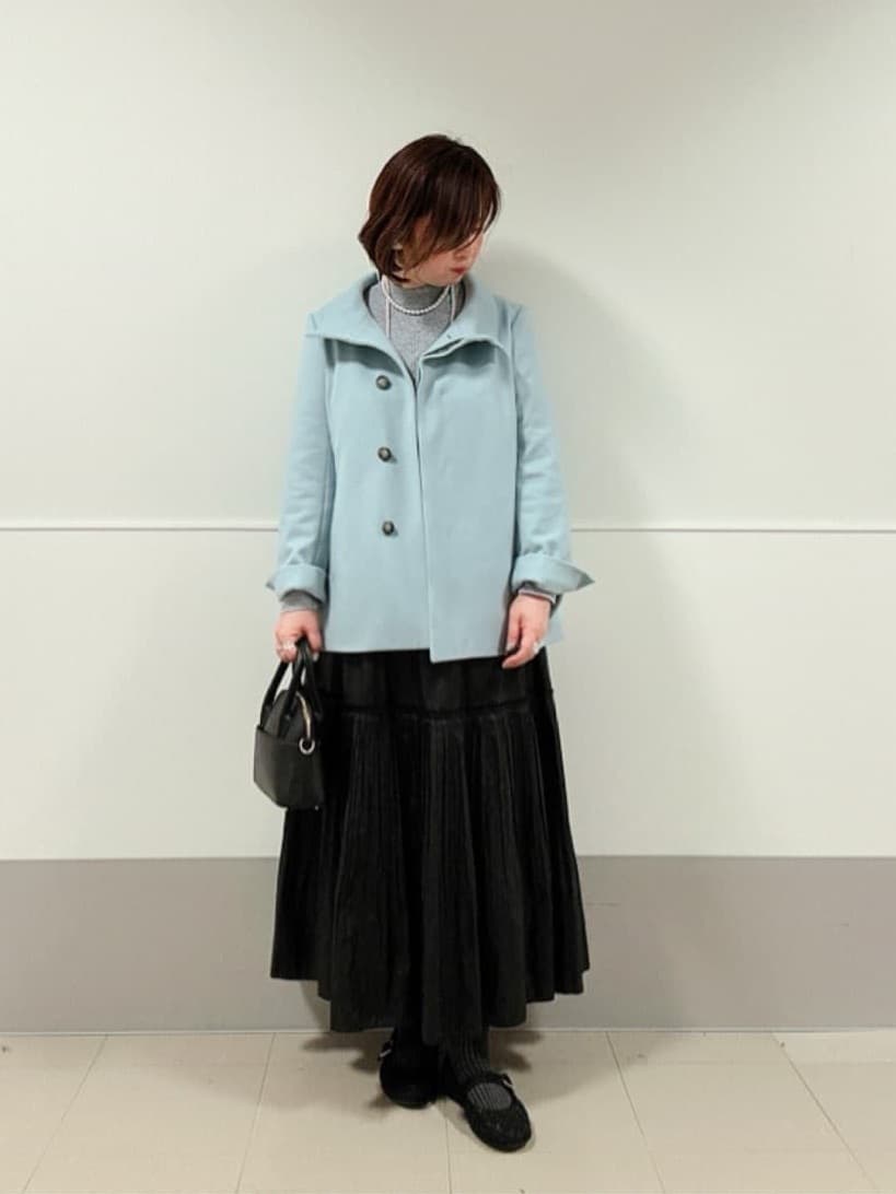 マキコさんの「Reflect｜【SS-4Lサイズ／衿が顔に当たらない◎】スタンドネックミドルコート」を使ったコーディネート