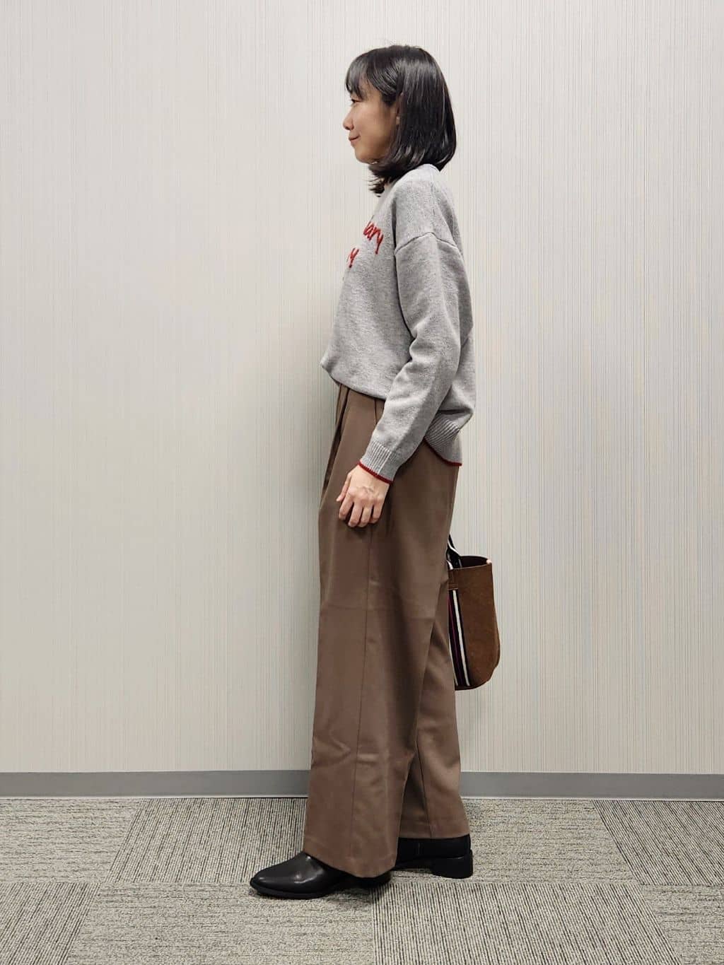 naraさんの「Dessin｜【洗える】ペイント風刺繍入り配色ラインニット」を使ったコーディネート
