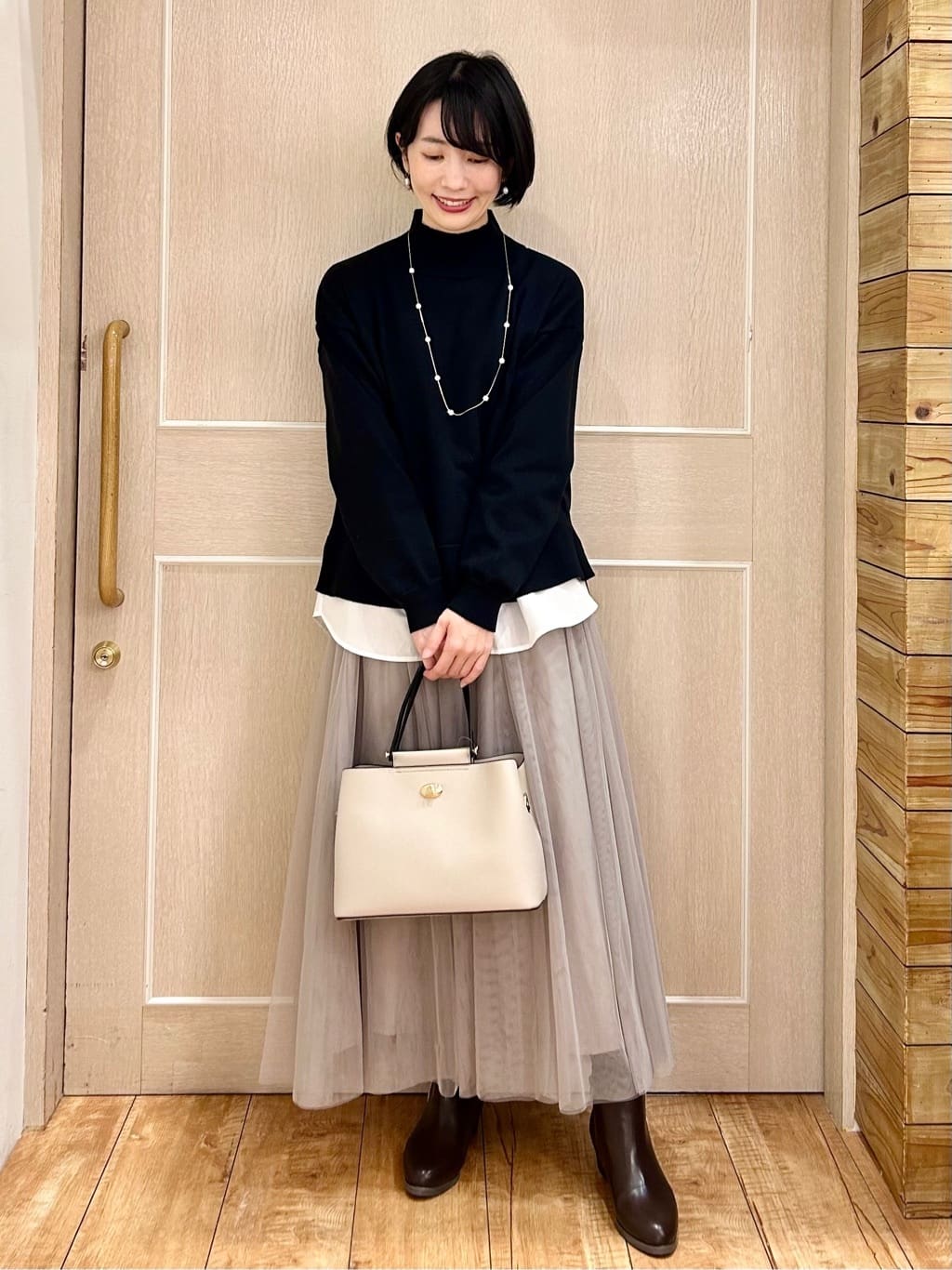 ちぐささんの「SHOO･LA･RUE｜【セレモニー】とばしパヴェネックレス」を使ったコーディネート