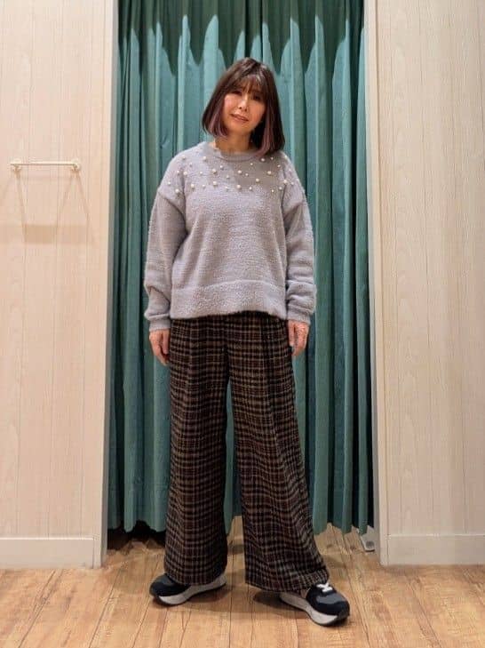 ゆーさんさんの「SHOO･LA･RUE｜大人きらめく ふわふわパール調ニット」を使ったコーディネート