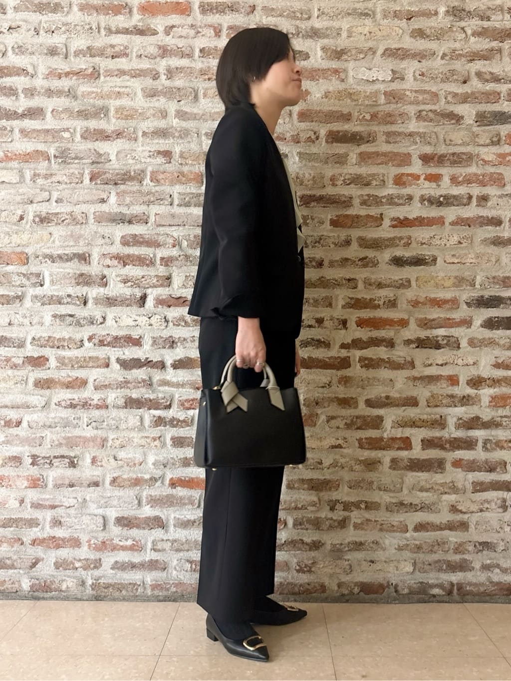 しばさんの「THE SHOP TK｜【通勤スタイルに】ダブルクロス ノーカラージャケット/セットアップ可」を使ったコーディネート