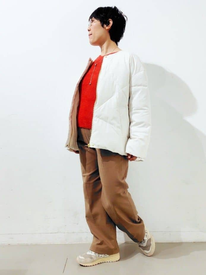 kodamaさんの「THE SHOP TK｜きれいめにもカジュアルにも ノーカラーキルトジャケット」を使ったコーディネート