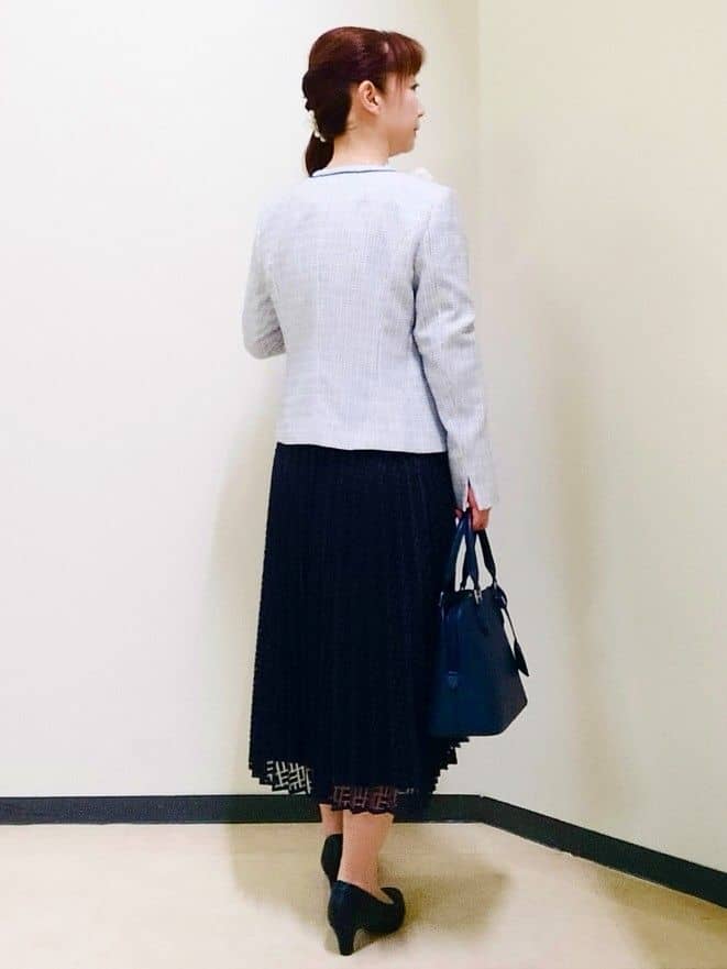 花さんの「Reflect｜【SS-4Lサイズ】シフォン&times;幾何柄レースプリーツワンピース」を使ったコーディネート
