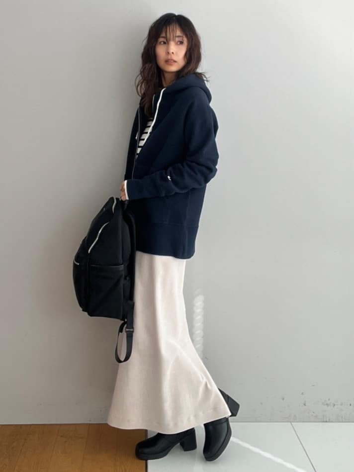 misaさんの「DRESSTERIOR｜デキシー吊裏毛ジップアップパーカ」を使ったコーディネート
