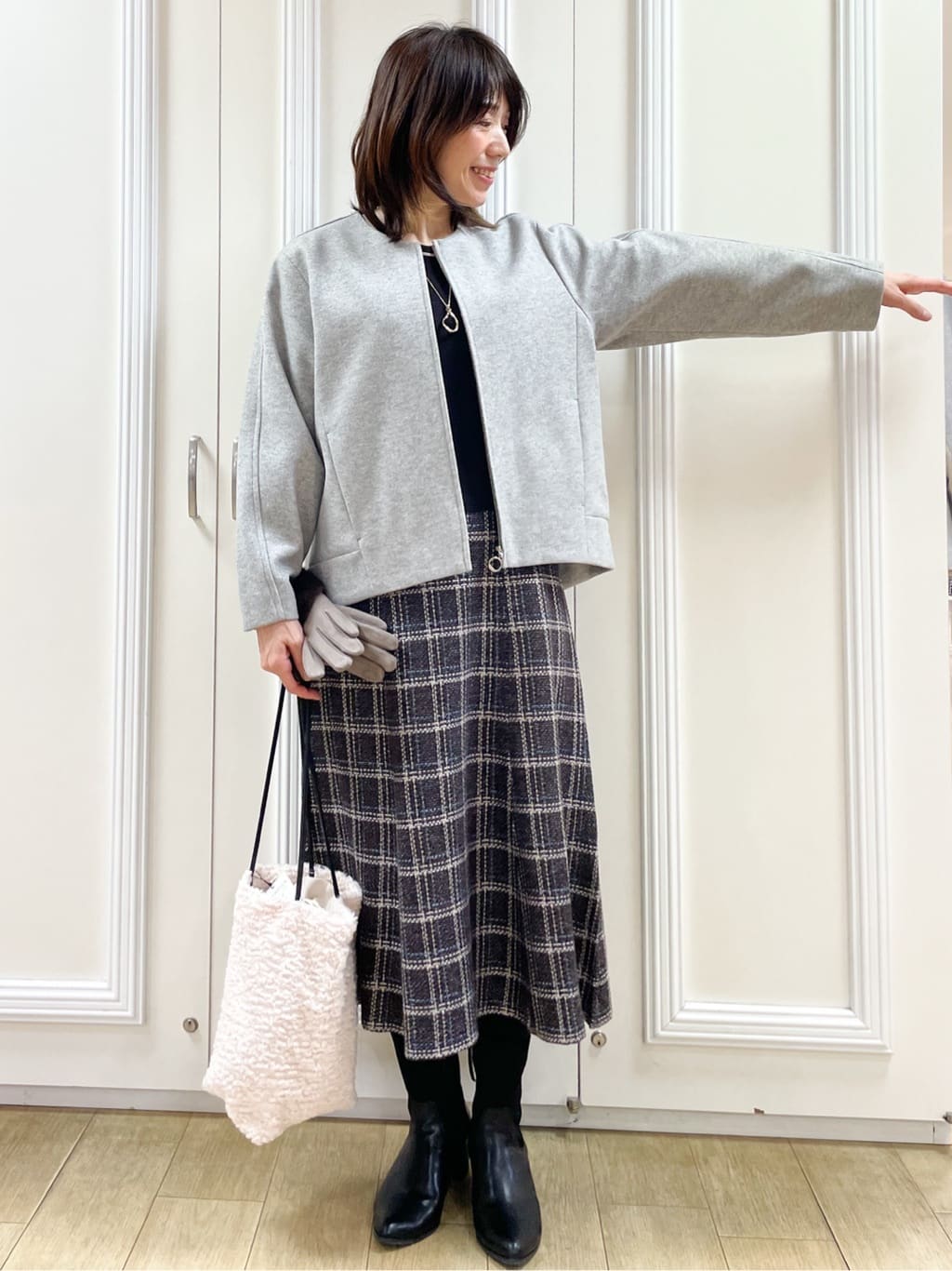 めいさんの「Reflect｜【ゆったりシルエット】ジャージメルトンコクーンジャケット」を使ったコーディネート