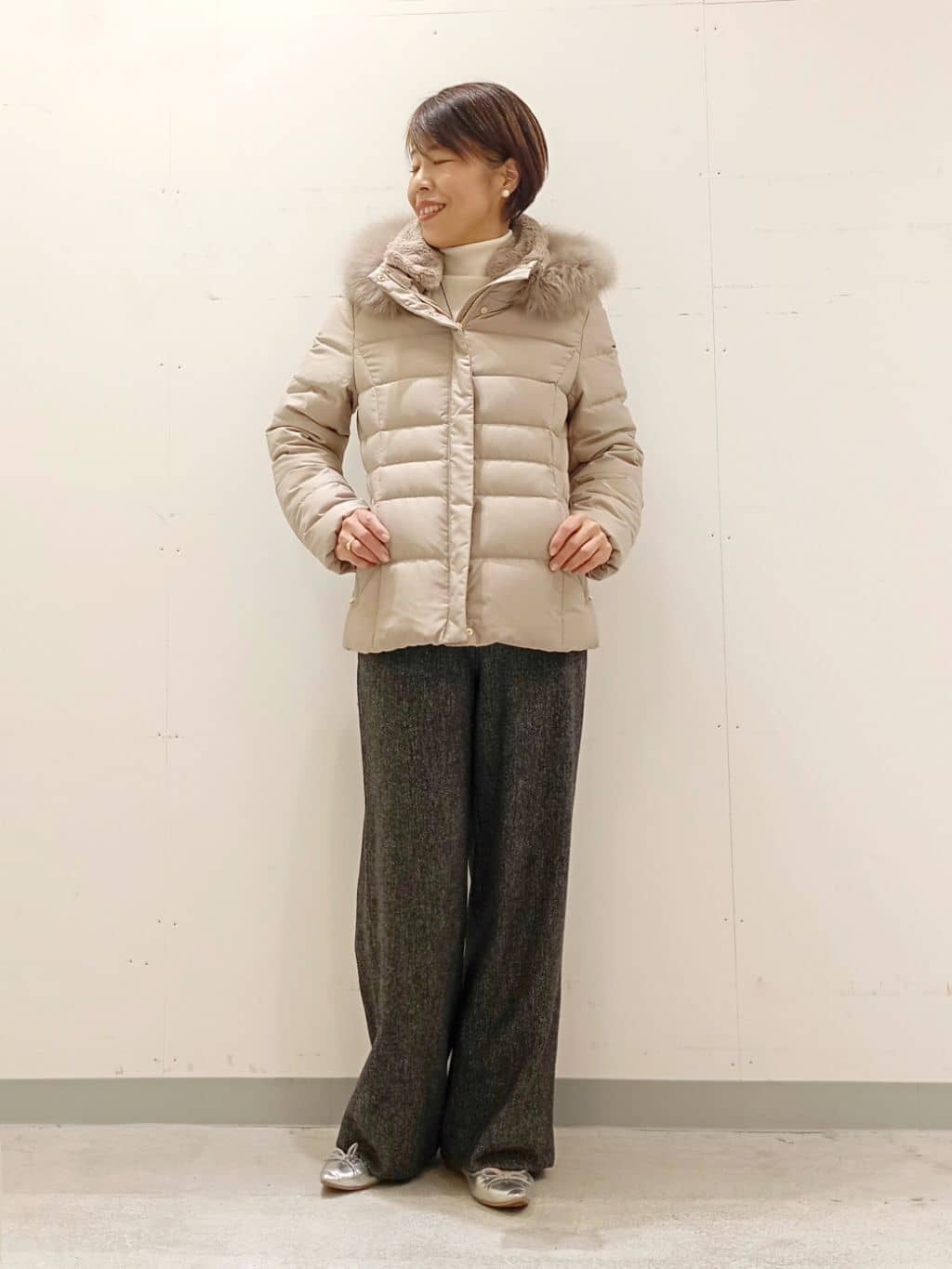 Kさんの「INDIVI｜【名品／撥水／抗菌防臭】ロング丈リサイクルダウンコート」を使ったコーディネート