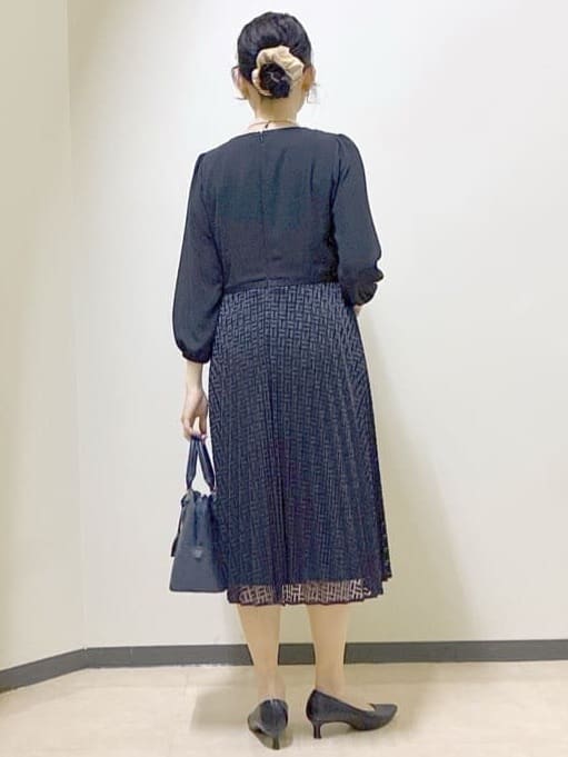  beni_gingerさんの「Reflect｜【SS-4Lサイズ】シフォン&times;幾何柄レースプリーツワンピース」を使ったコーディネート