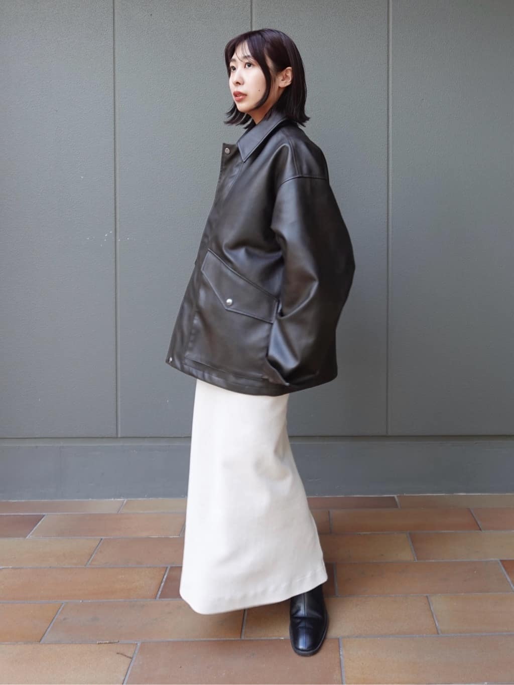 abeさんの「tk.TAKEO KIKUCHI｜シンセティックレザーフライトジャケット」を使ったコーディネート