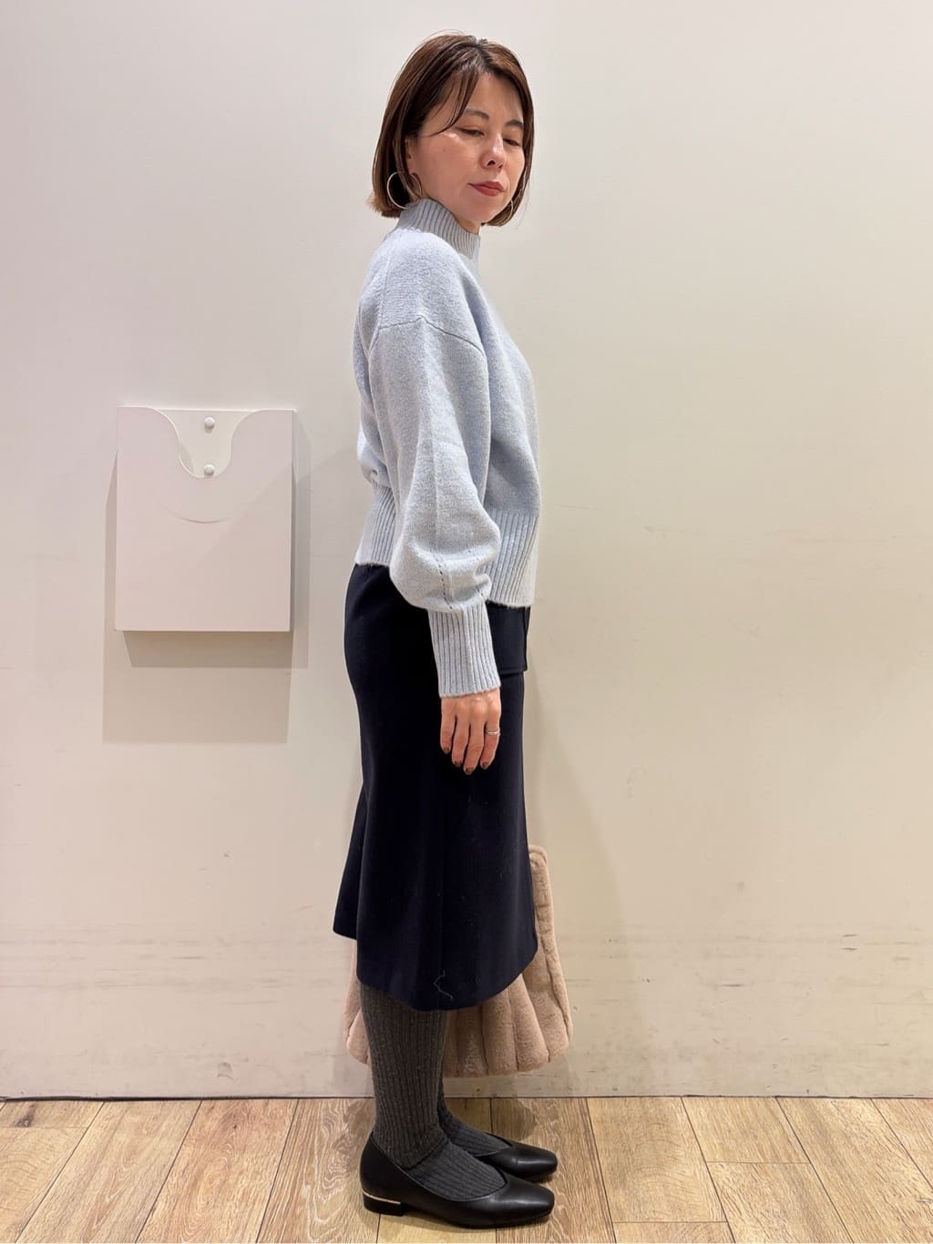 YUKOさんの「index｜選べる2丈 ハイネックカラーミックスラメニット【洗濯機OK】」を使ったコーディネート