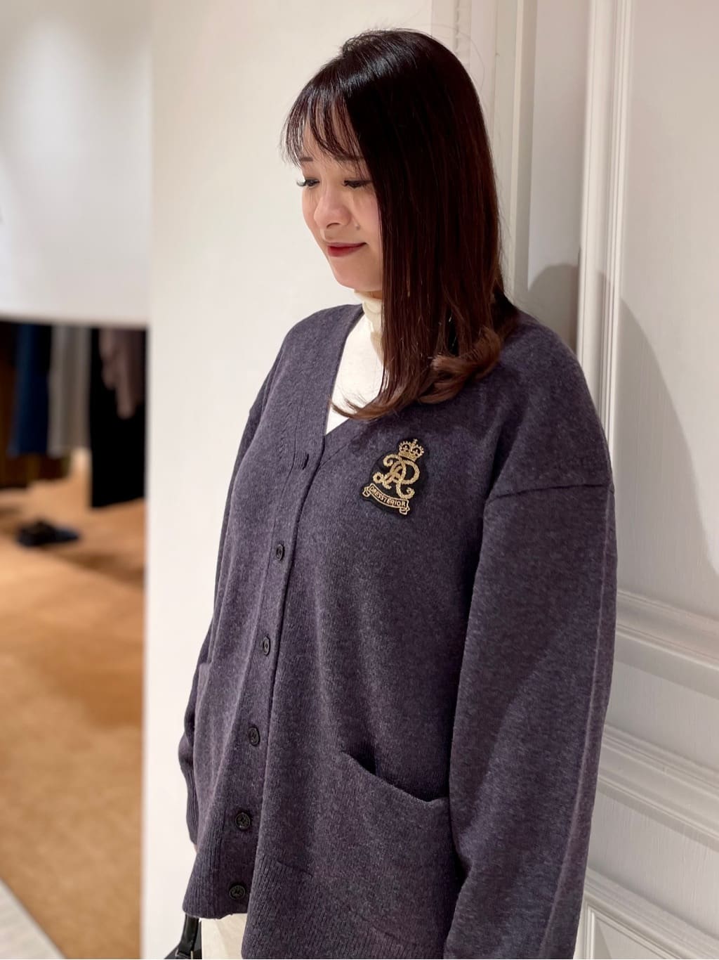 minowaさんの「DRESSTERIOR｜レタードニットカーディガン」を使ったコーディネート